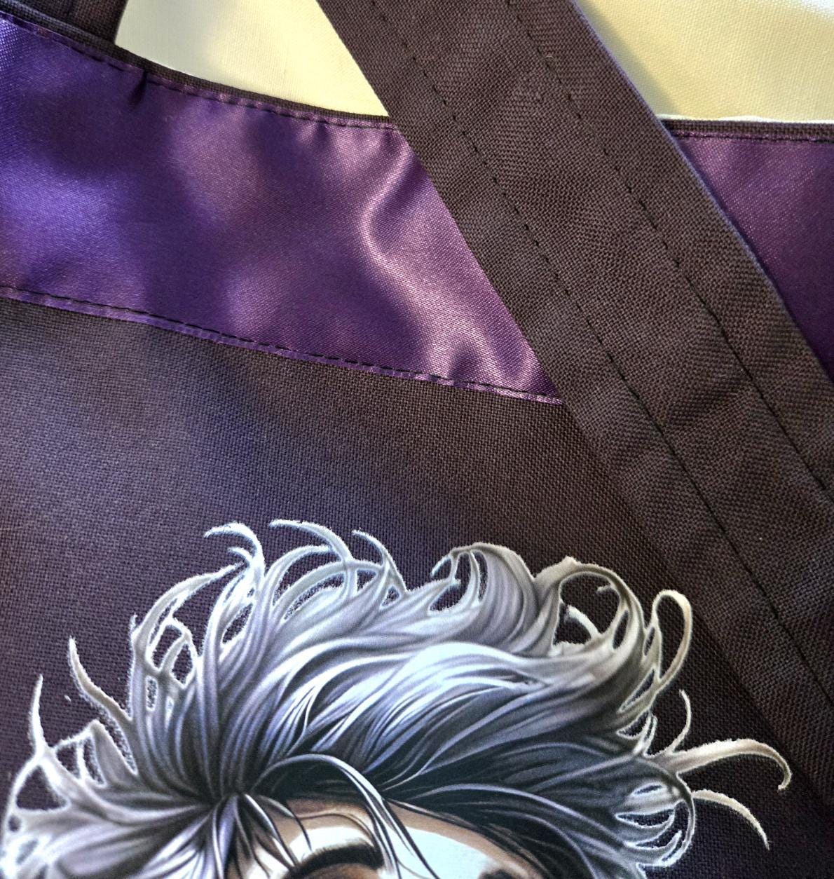 Handmade Purple Large Tote Bag With Skull Design - Fully Lined Shopper Shoulder