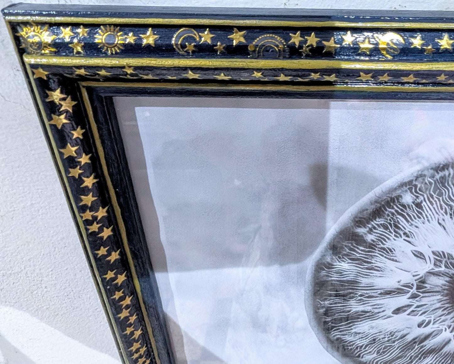 12" x 8" A4 picture photo frame. Certificate display Landscape/ portrait wall hanging. Deep blue & gold celestial home decor gift.