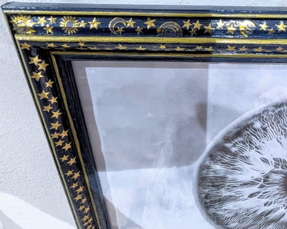 12" x 8" A4 picture photo frame. Certificate display Landscape/ portrait wall hanging. Deep blue & gold celestial home decor gift.