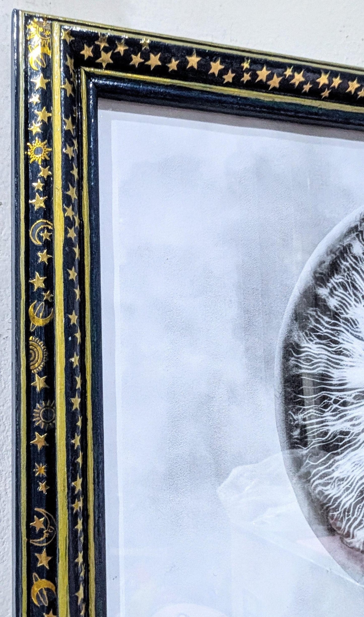 12" x 8" A4 picture photo frame. Certificate display Landscape/ portrait wall hanging. Deep blue & gold celestial home decor gift.