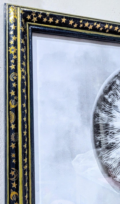 12" x 8" A4 picture photo frame. Certificate display Landscape/ portrait wall hanging. Deep blue & gold celestial home decor gift.