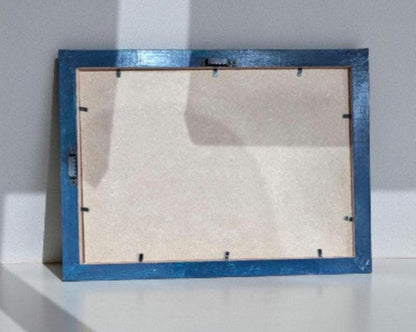 12" x 8" A4 picture photo frame. Certificate display Landscape/ portrait wall hanging. Deep blue & gold celestial home decor gift.