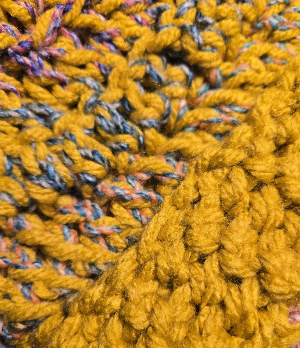 Handmade Crochet Chunky Beanie Hat OOAK Mustard Yellow Fleck Adult Emo Goth Fairy Forage HT57