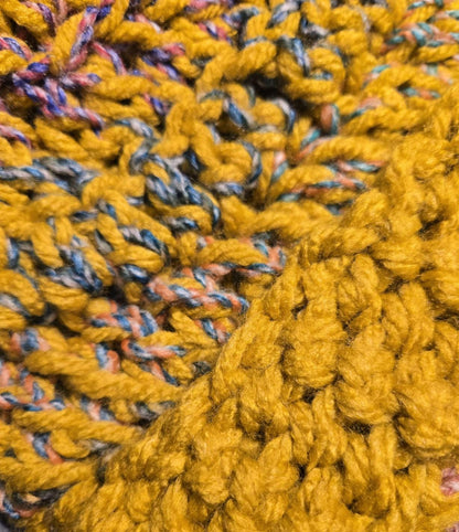 Handmade Crochet Chunky Beanie Hat OOAK Mustard Yellow Fleck Adult Emo Goth Fairy Forage HT57