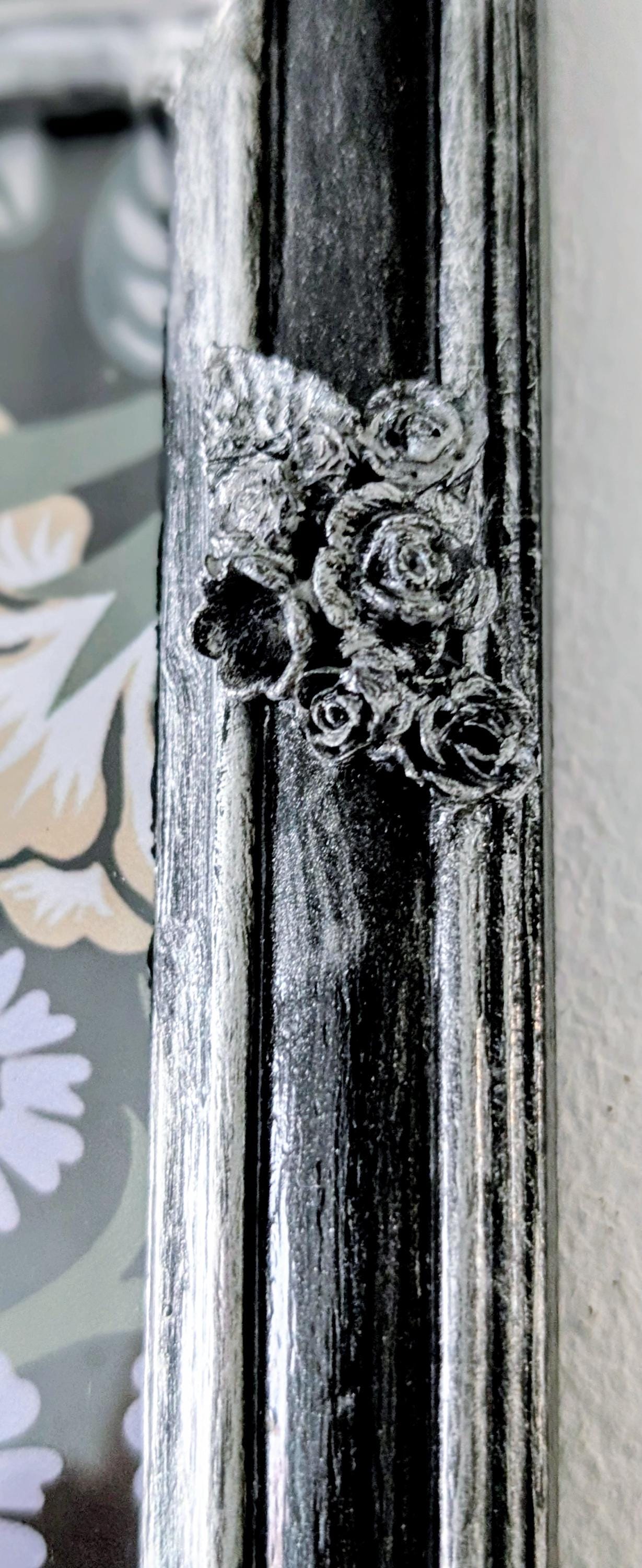 12 x 10" Black + Silver gothic portrait wall hanging photo picture frame Art Certificate display. Skulls, flowers, roses & butterflies. gift