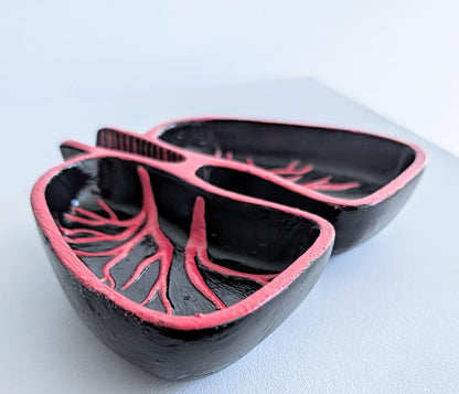 Hand Cast Lungs Trinket Dish: Black & Red Gothic Halloween Decor
