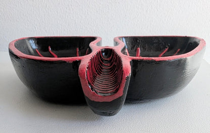 Hand Cast Lungs Trinket Dish: Black & Red Gothic Halloween Decor