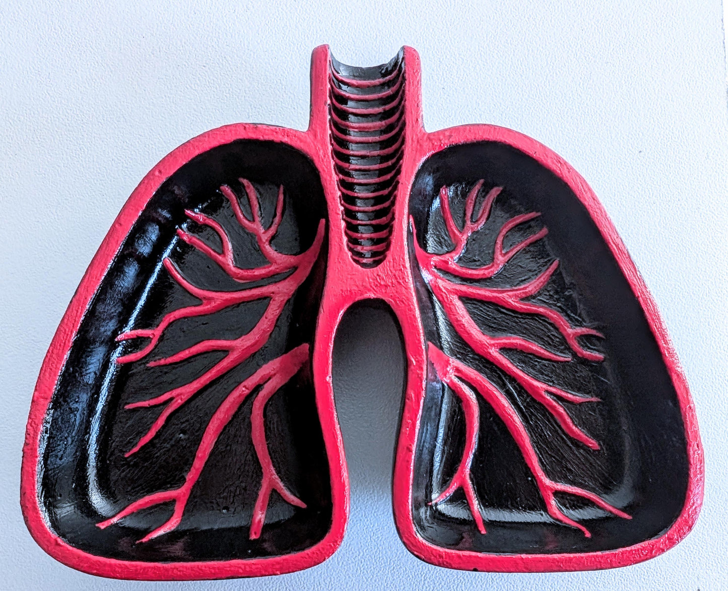 Hand Cast Lungs Trinket Dish: Black & Red Gothic Halloween Decor