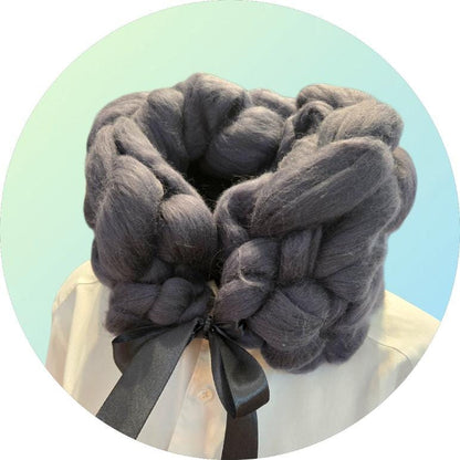 Super Chunky Snood Neck Warmer Mamth Wool Charcoal Grey Cosy Scarf Cowl Free Size NK2