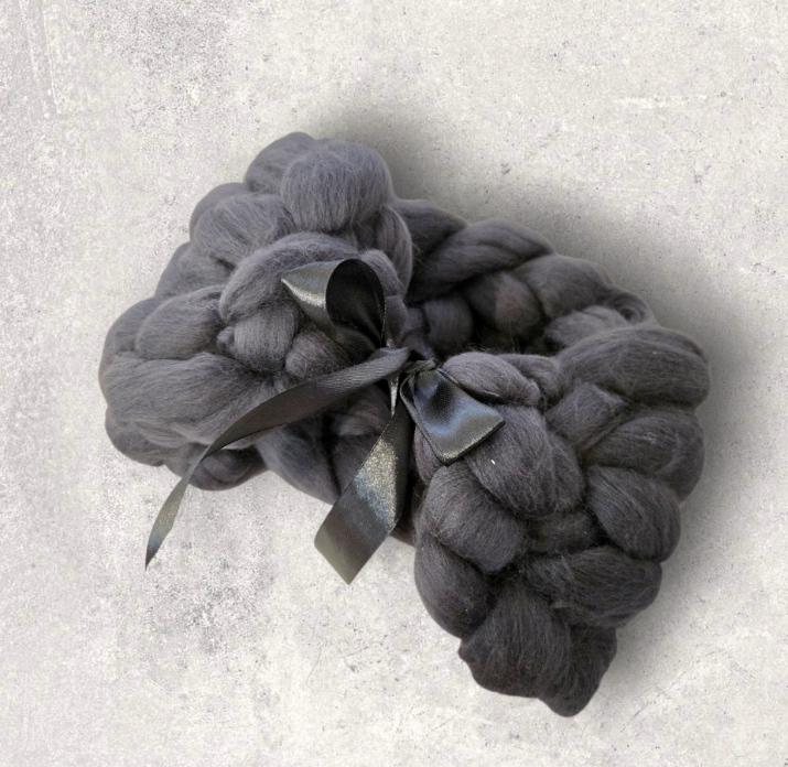 Super Chunky Snood Neck Warmer Mamth Wool Charcoal Grey Cosy Scarf Cowl Free Size NK2