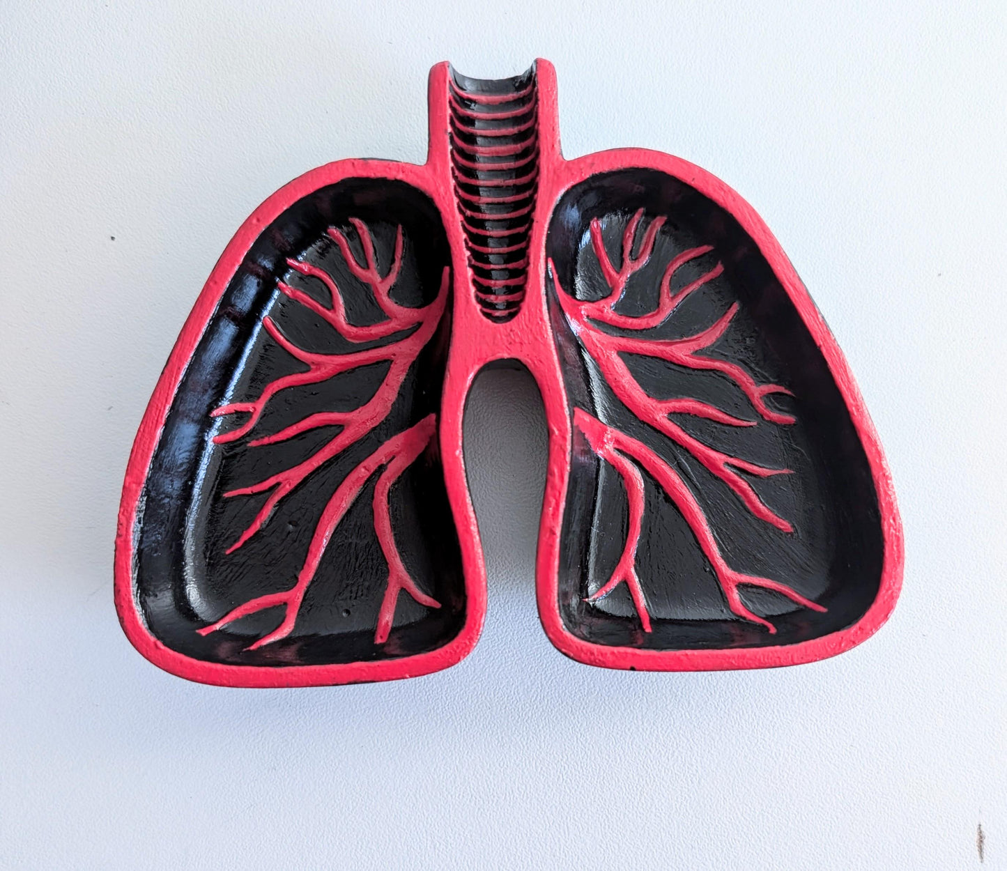 Hand Cast Lungs Trinket Dish: Black & Red Gothic Halloween Decor