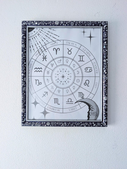 10 x 8" wall hung freestanding portrait picture photo frame. Deep purple celestial silver holographic stars moon unique home decor gift