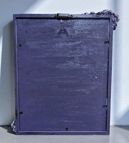 10 x 8" Purple + Silver portrait wall hanging photo picture frame. Unique Gothic skulls, roses + flowers home decor gift wedding present