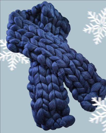 Super Chunky Scarf Mammoth Wool Navy Blue Cosy Cowl Free Size NK7