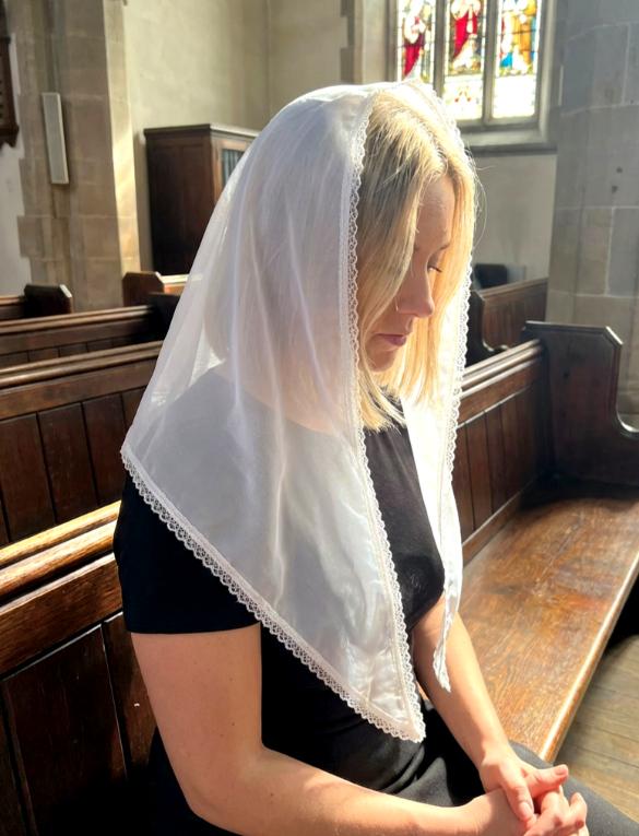 Ivory Chiffon & Lace Veil Long Mantilla Victorian Catholic Gothic Bride Costume