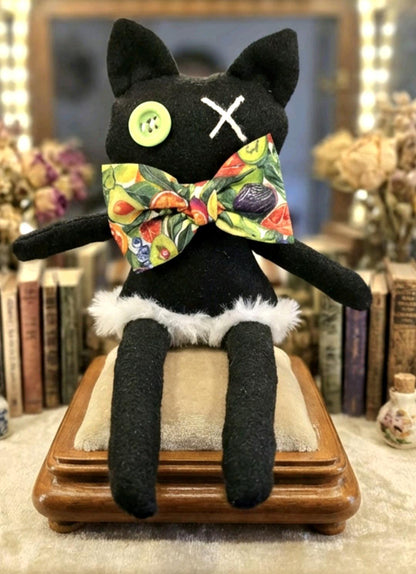 Gothic Art Doll Black Cat : 35cm Handmade Creepy Ragdoll, Boxed