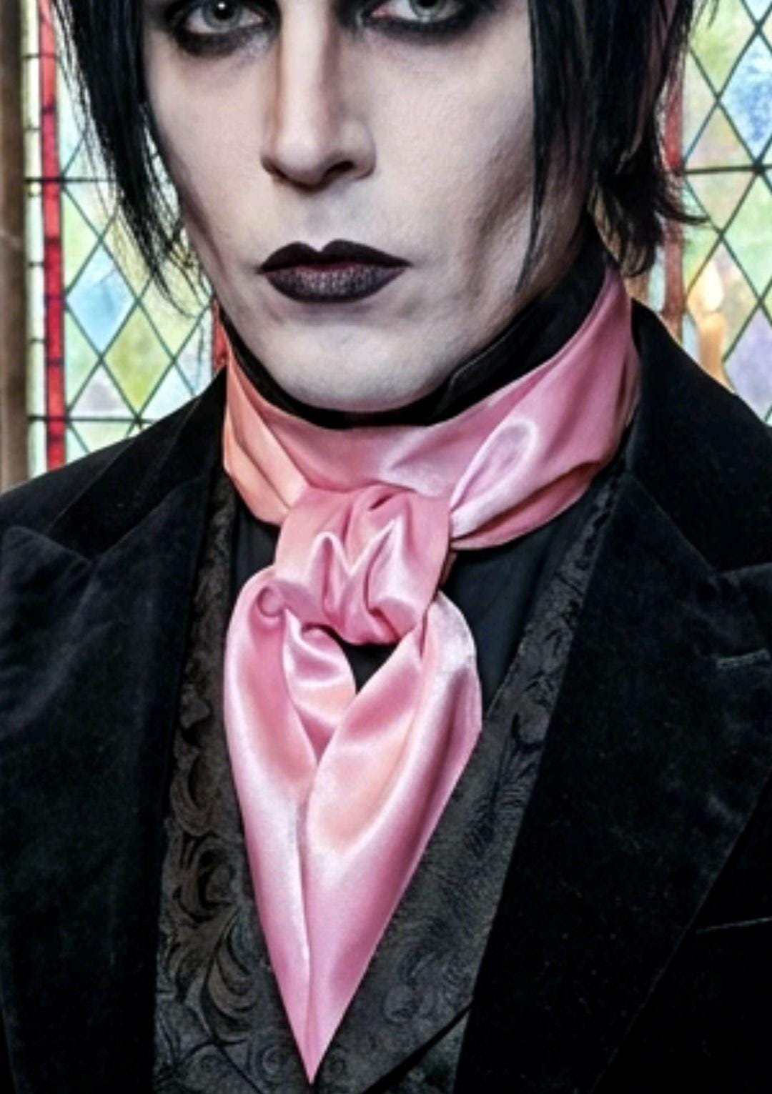 Pink Satin Cravat Scarf: Steampunk, Victorian Costume