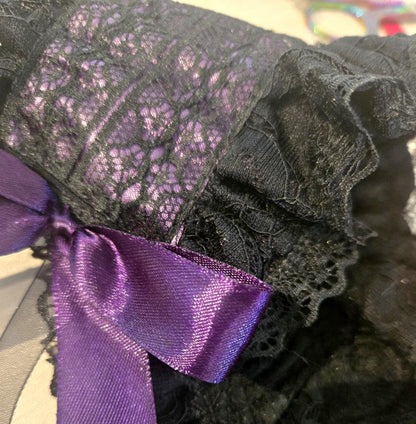 Purple Black Lace Lolita Headpiece Head Band - Steampunk Maid Gothic Emo