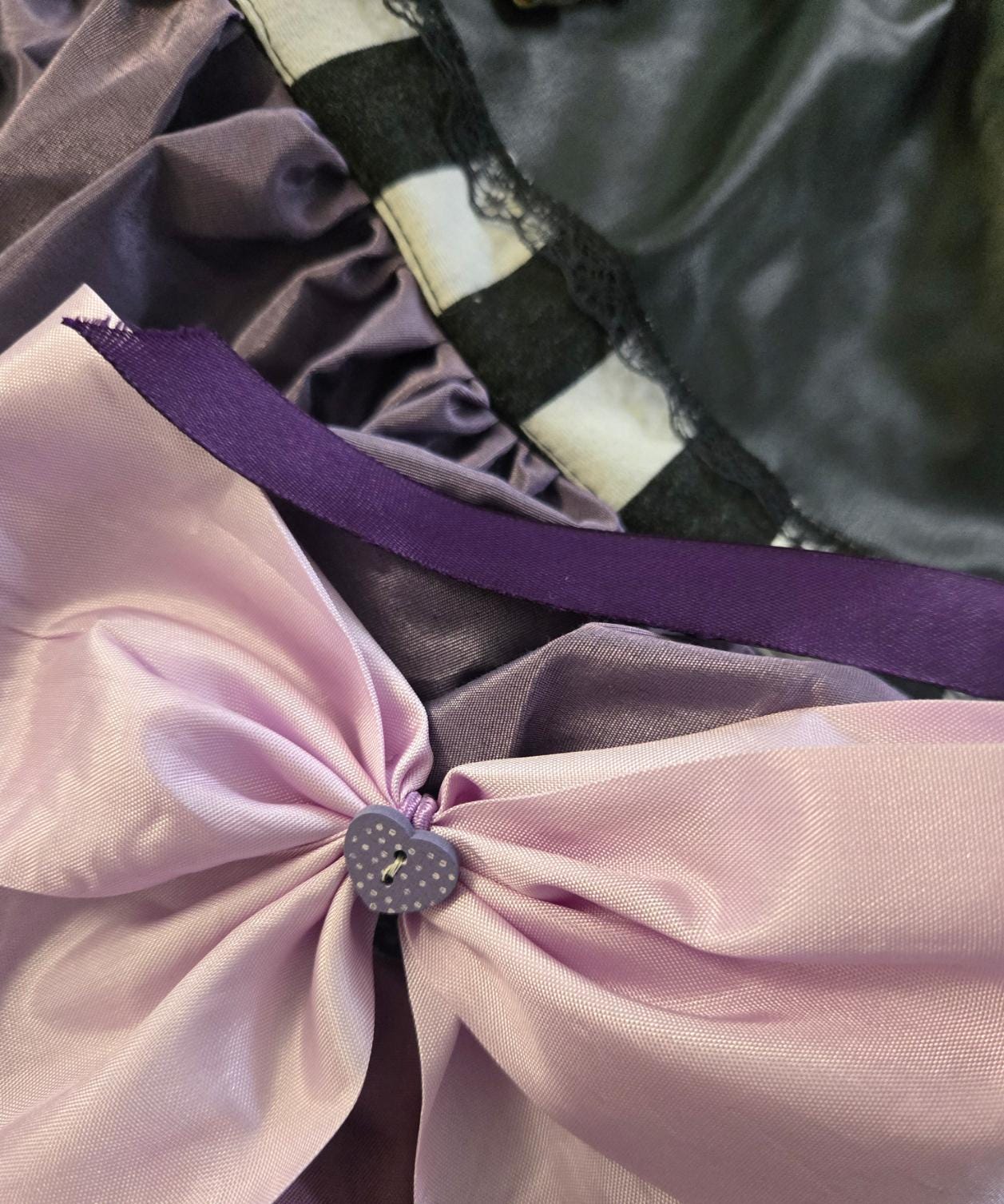 Black Faux Leather Purple Lolita Cake Skirt - Y2K Maid Gothic Kei, Size 10 - 14 Medium