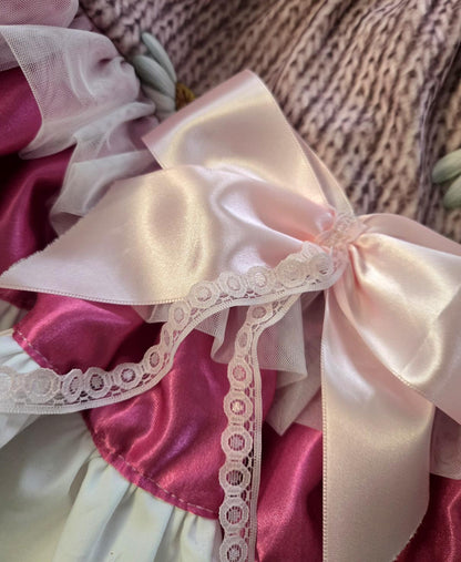 Pink White Bows Lolita Cake Skirt - Y2K Maid Gothic Kei Size 6 -10 Small