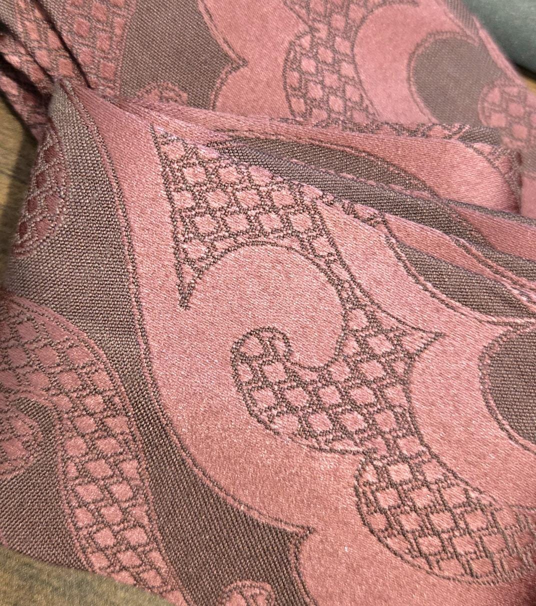 Pink Grey Jacquard Cravat Scarf - Steampunk, Victorian, Wedding Costume