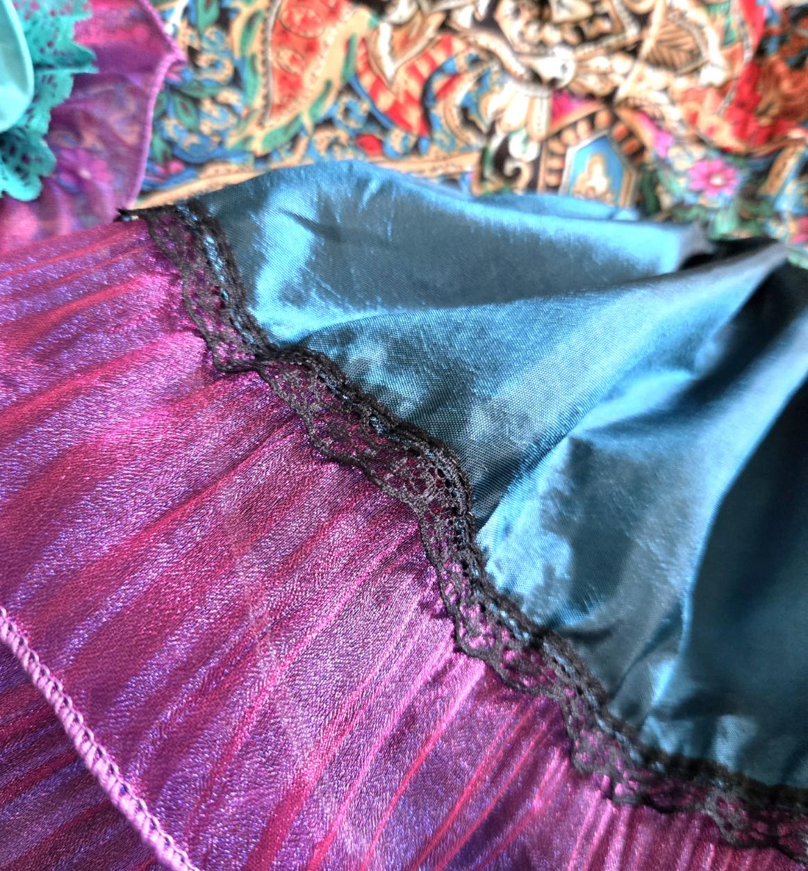 Peacock Blue & Purple Lolita Cake Skirt - Y2K Maid Gothic Kei, Size 12 - 16 (UK)