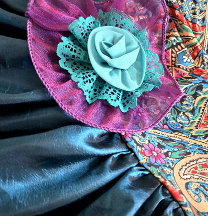 Peacock Blue & Purple Lolita Cake Skirt - Y2K Maid Gothic Kei, Size 12 - 16 (UK)