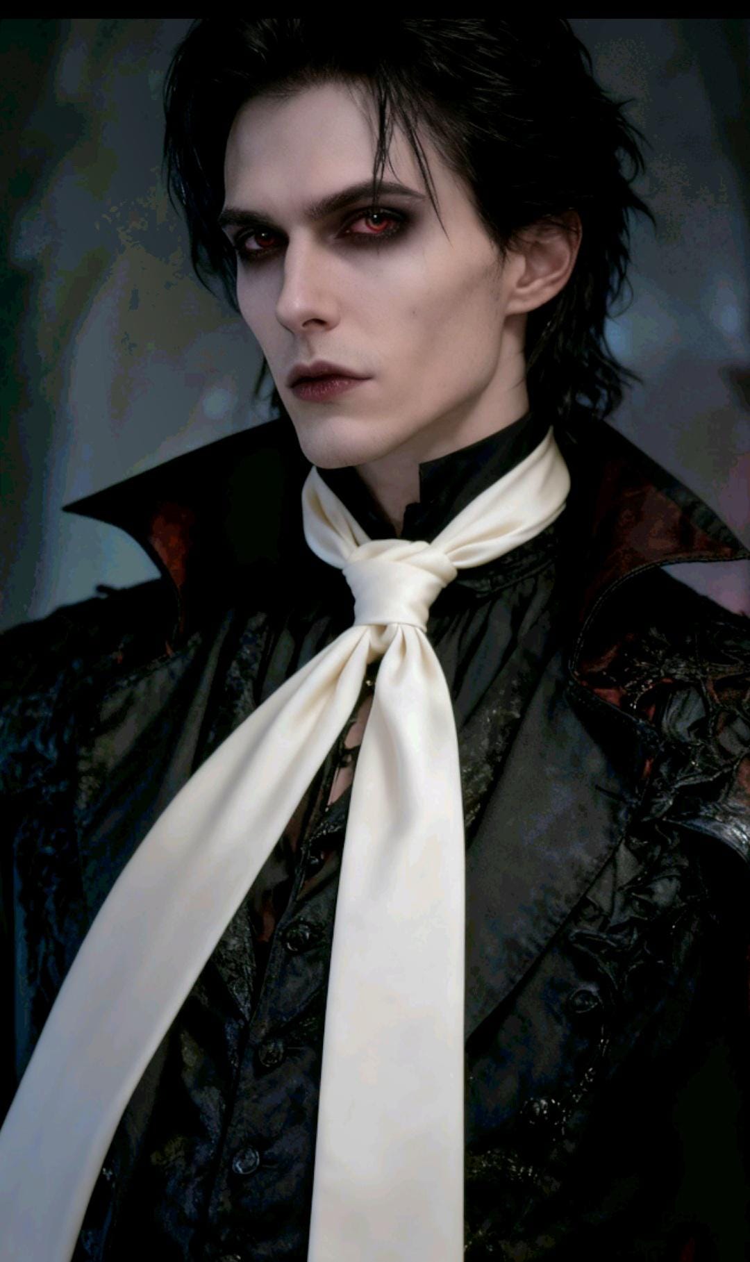 Cream Duchess Satin Cravat Bow Tie - Steampunk, Victorian Costume, Gothic
