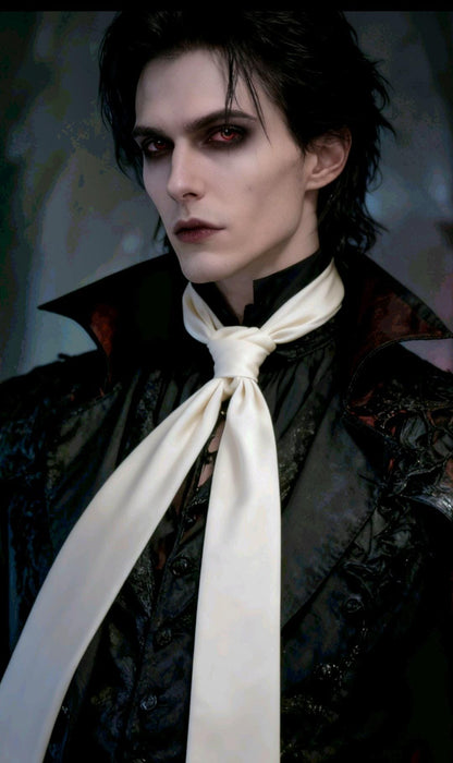 Cream Duchess Satin Cravat Bow Tie - Steampunk, Victorian Costume, Gothic