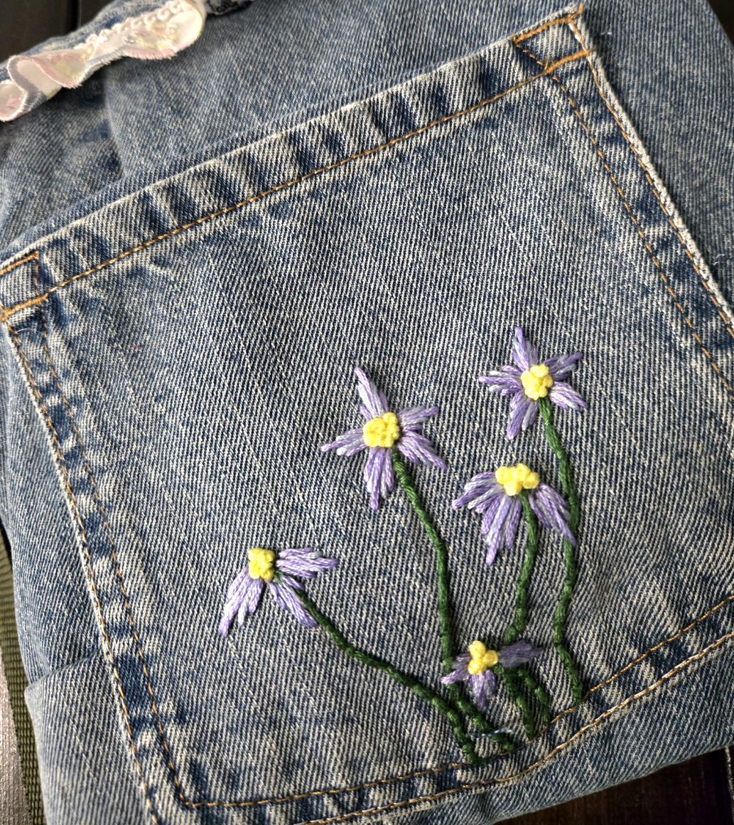 Denim & Lace Crossbody Shoulder Bag Fully Lined Zip Up, Holiday Funky Festival