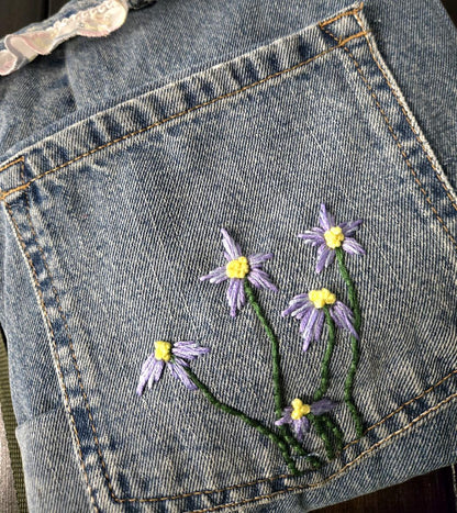 Denim & Lace Crossbody Shoulder Bag Fully Lined Zip Up, Holiday Funky Festival