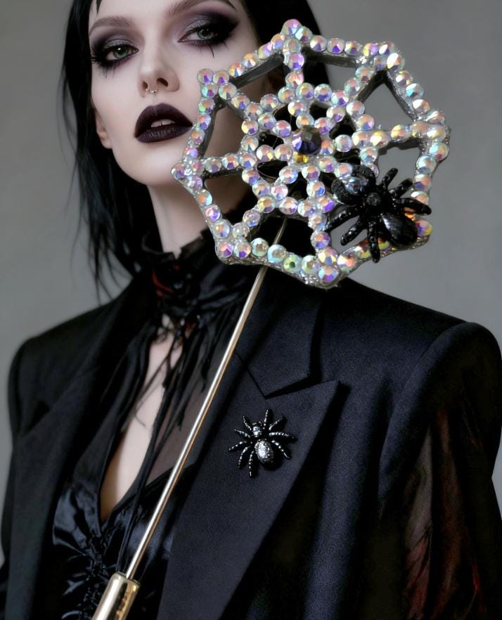 Lapel Tie Pin. Spider Web & Spider Gent Acessories