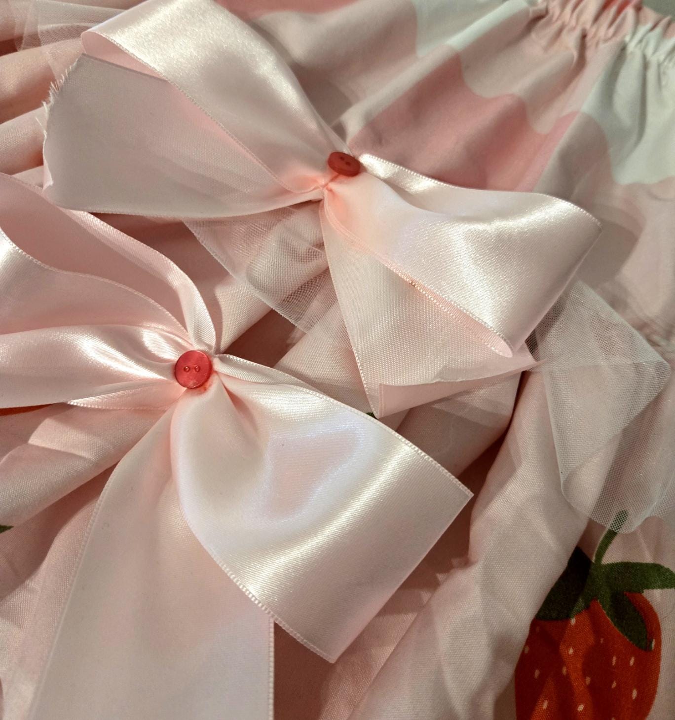 Pink White Strawberries Lolita Cake Skirt - Y2K Maid Tutu Gothic Kei Size 6 -10 Small
