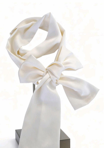 Cream Duchess Satin Cravat Bow Tie - Steampunk, Victorian Costume, Gothic