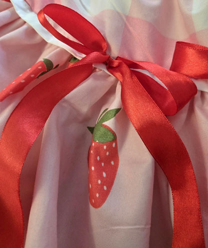 Pink Red White Strawberries Lolita Cake Skirt - Y2K Tutu Gothic Kawaii Size 8 - 12 (UK)