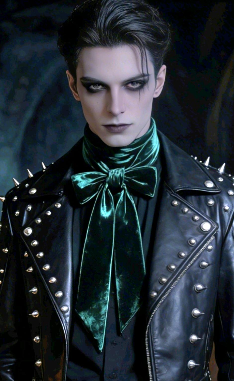 Dark Green Crushed Velvet Cravat Tie Pussy Bow - Steampunk Victorian Costume Wedding