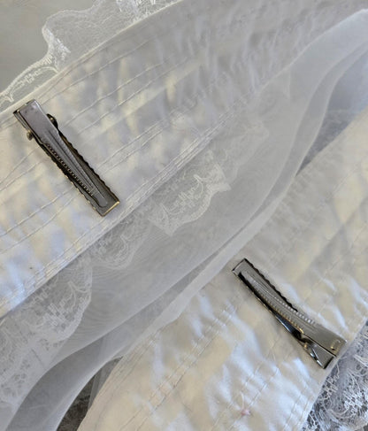 White Lace Net Veil Headpiece - Crocodile Clip Fastening - Bride Gothic Victorian Costume