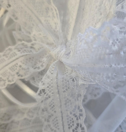 White Lace Net Veil Headpiece - Crocodile Clip Fastening - Bride Gothic Victorian Costume