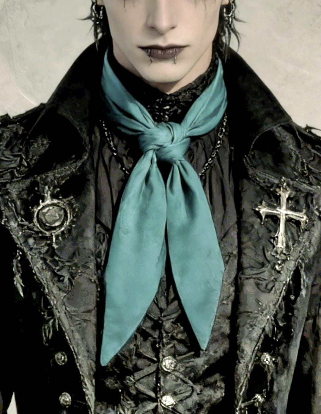 Green Velvet Neckerchief Scarf - Unisex Wedding Races Ladies Steampunk