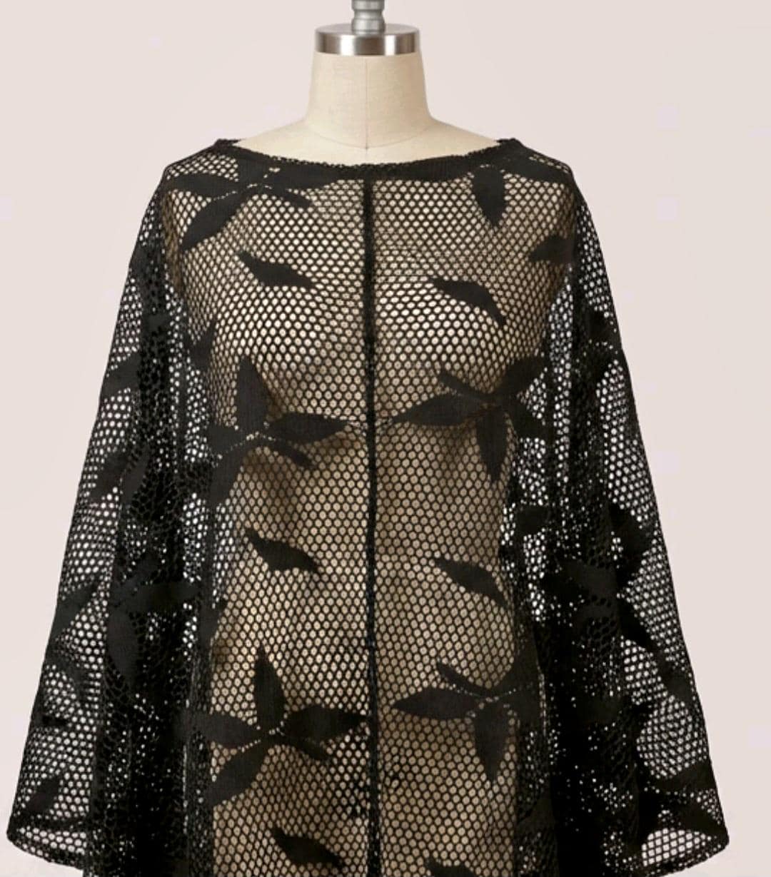 Black Lace Poncho Cape Victorian Steampunk Whitby Gothic  Costume