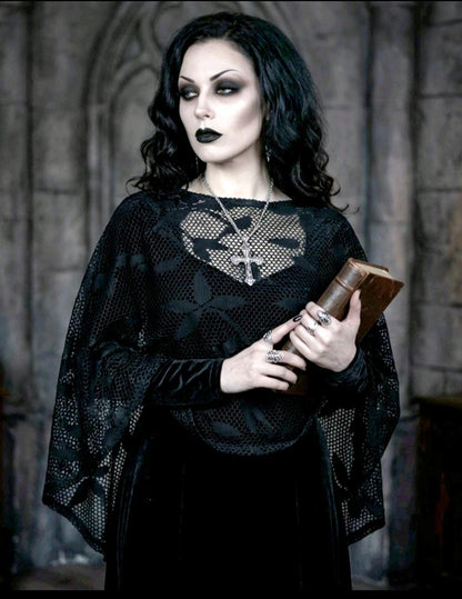 Black Lace Poncho Cape Victorian Steampunk Whitby Gothic  Costume