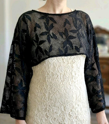 Black Lace Poncho Shrug - Gothic - Cover Up - Whitby