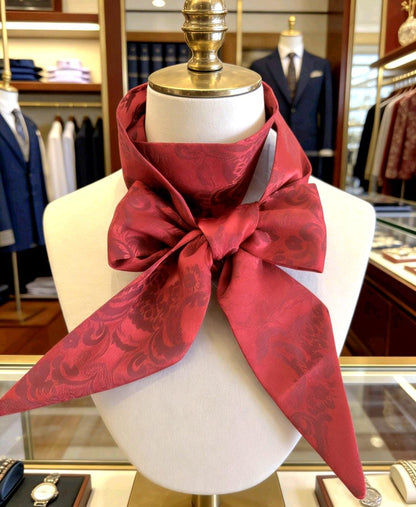 Dark Red Damask Cravat Tie - Steampunk, Victorian, Wedding, Gothic, Races