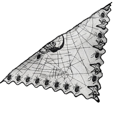 Black Lace Triangle Veil Spider & Web Victorian Catholic Whitby Gothic Bride Costume