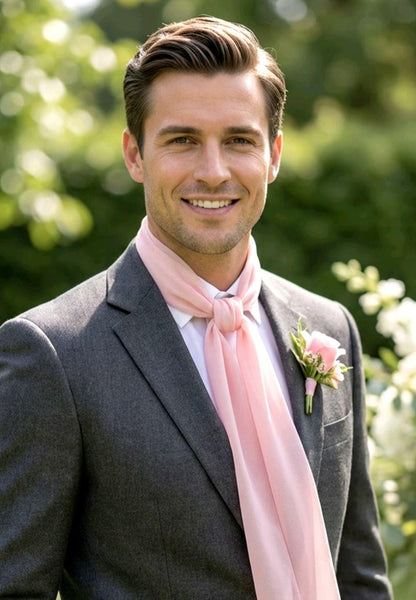 Pale Pink Chiffon Cravat Bow Tie Scarf Unisex Holiday Groom Gothic