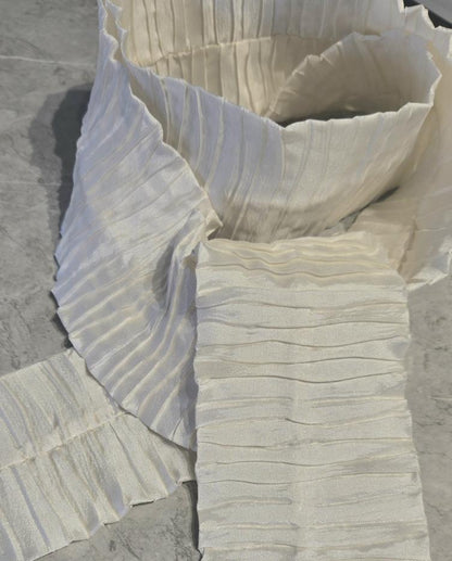 Cream Crinkle Satin Cravat Bow Tie - Steampunk, Victorian, Wedding, Gothic, Races