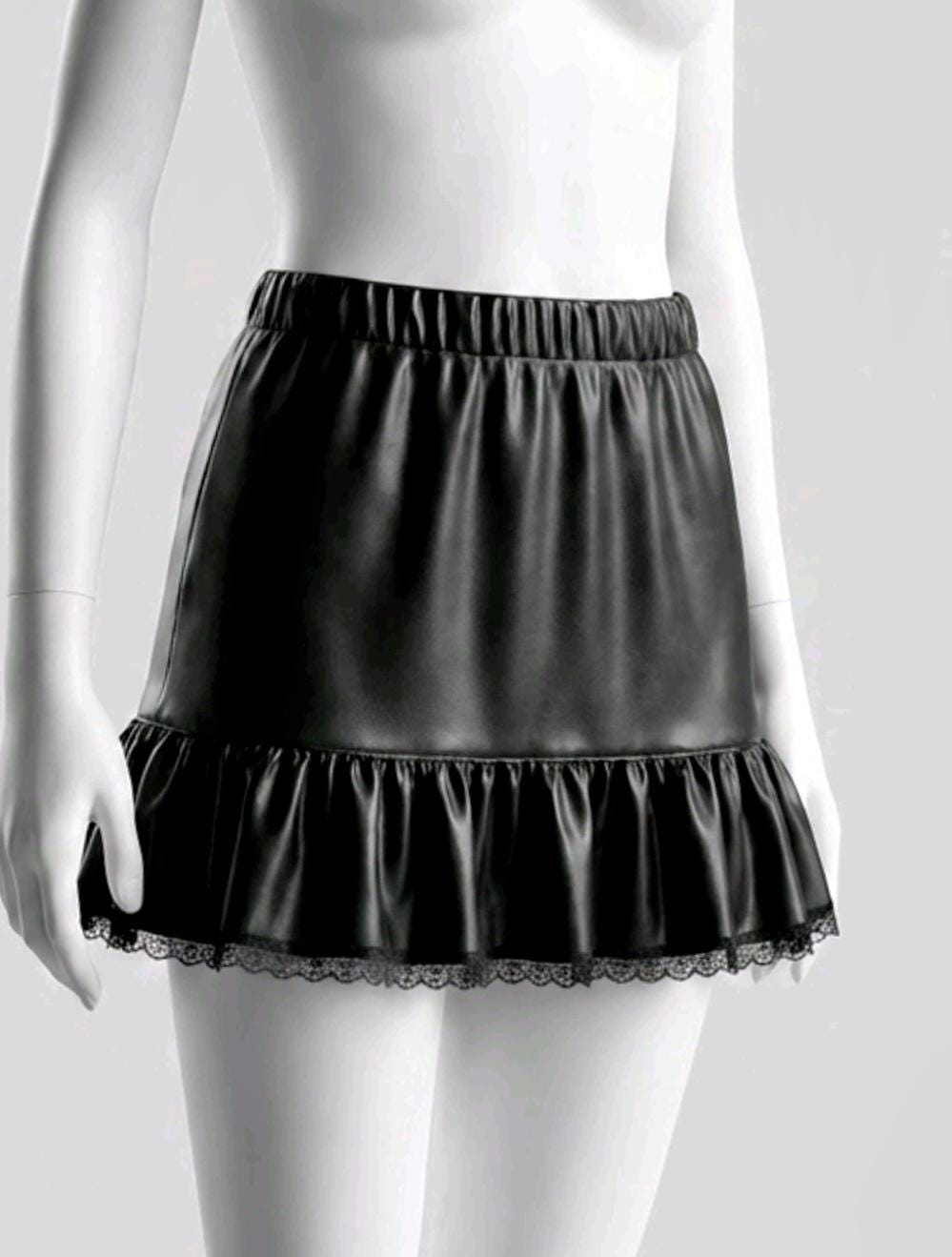 Black Faux Leather Lace Frilled Mini Skirt – Punk Gothic Emo Kawaii  Style 8 - 10 (UK)