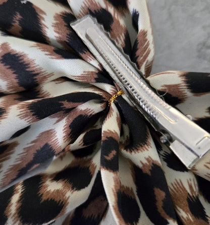 Big Leopard Animal Print Hair Bow, Clip On - Lolita Gothic Punk Holiday