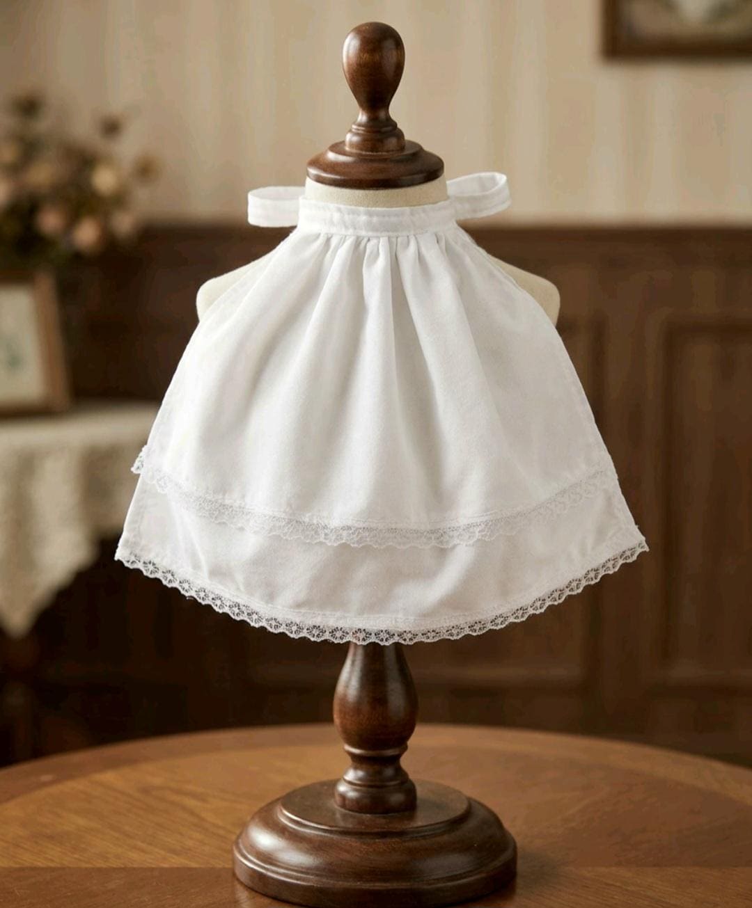 White Cotton Jabot Double Layer With Lace Neck Frill - Victorian Steampunk Wedding Whitby Gothic