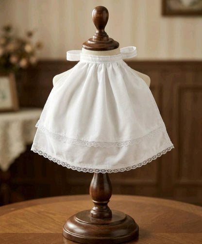 White Cotton Jabot Double Layer With Lace Neck Frill - Victorian Steampunk Wedding Whitby Gothic